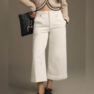 Anthropologie Maeve white Cropped Ex High-Rise Wide-Leg Jeans size 23 ta…